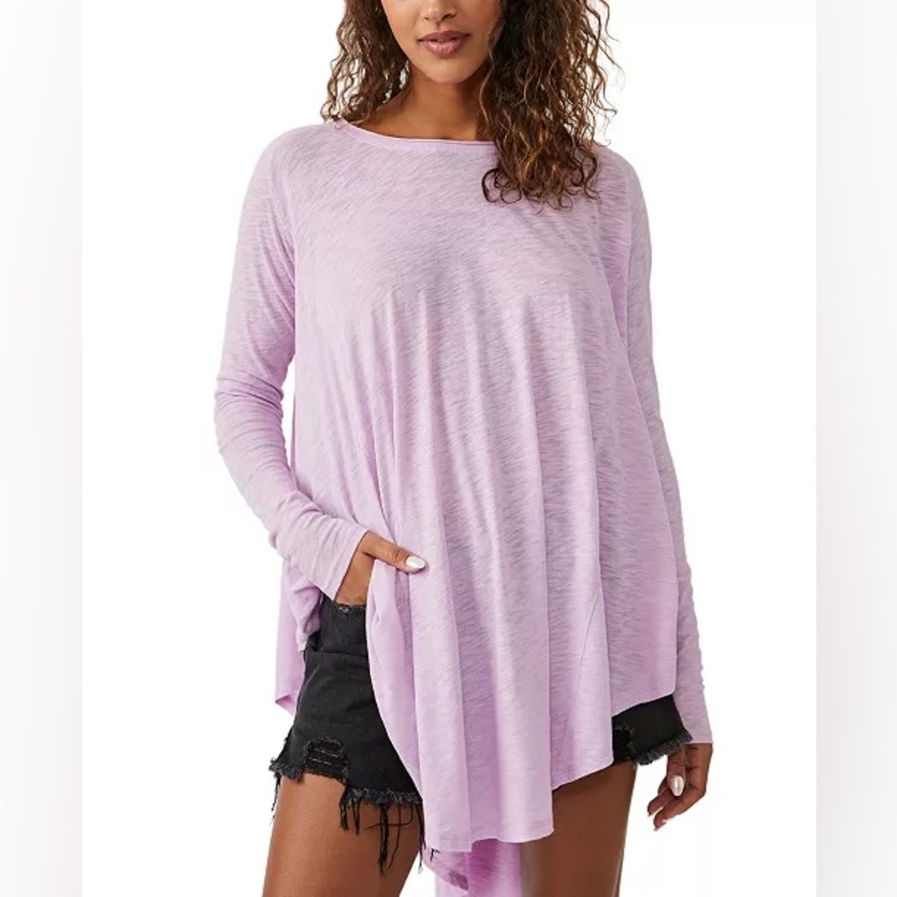 Free People Women's Aria Trapeze Long-Sleeve Top Size Small NWT Lilac Purple